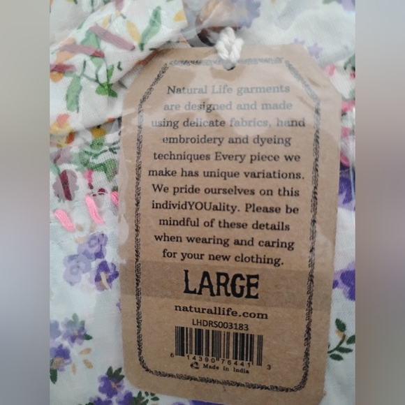 Natural Life Tricia Embroidered Cotton Mini/Sundress in Meadow Patches L - Picture 6 of 9